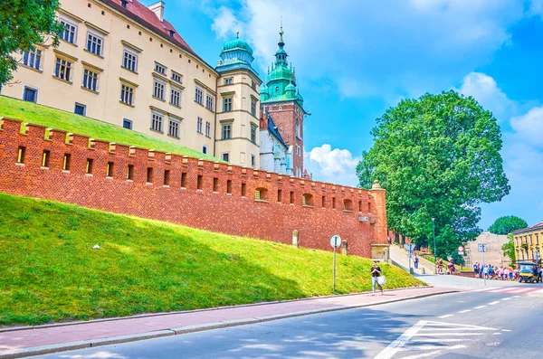 Krakow Polónia Junho 2018 Vista Sobre Belo Castelo Wawel Com — Fotografia de Stock