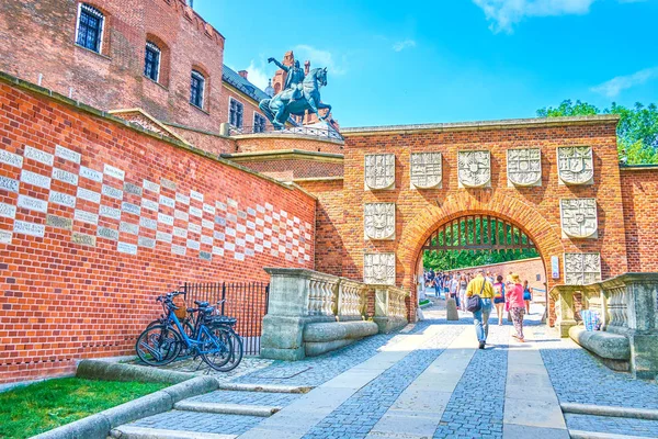 Krakow Poland June 2018 Wawel Coat Arms Gates Main Entrance — Stock Photo, Image