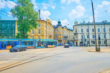 Krakow, Polonya - 11 Haziran 2018: Eski tarihi konut mahalle Kazimierz Krakow 11 Haziran tarihinde dönüm noktası.