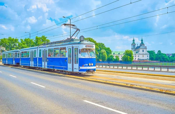 Krakow Polonya Haziran 2018 Tramvay Hızlı Rahat Belediye Ulaşım Şehir — Stok fotoğraf