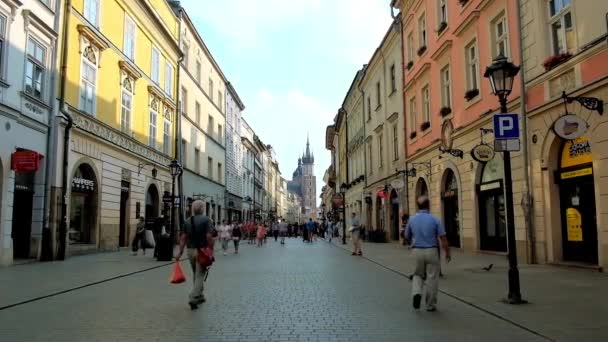 Krakau Polen Juni 2018 Die Florianska Straße Mit Historischen Gebäuden — Stockvideo
