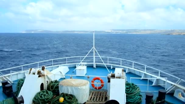 Roro Ferry Makes Short Trip Malta Gozo Islands Town Ghajnsielem — Stock Video