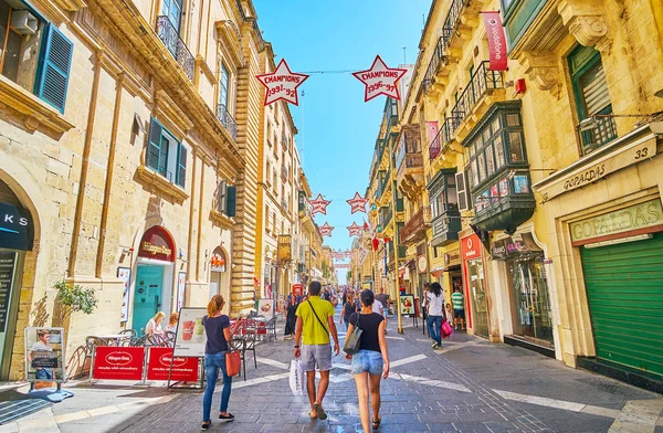 Valletta Malta Junio 2018 Conjunto Arquitectónico Calle República Consta Hileras — Foto de Stock