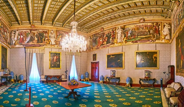 Valletta Malta Czerwca 2018 Sali Tronowej Najwyższej Rady Hall Pałacu — Zdjęcie stockowe