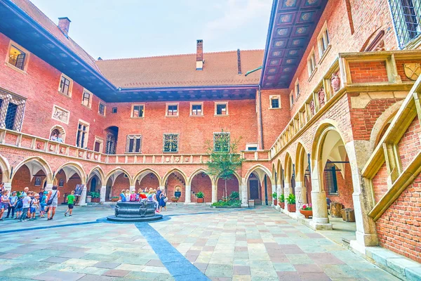 Krakow Polónia Junho 2018 Belo Pátio Collegium Maius Universidade Jagiellonian — Fotografia de Stock