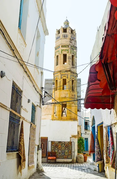 Uitstekende Achthoekige Minaret Van Moskee Van Ottomaanse Zaouia Zakkar Omgeven — Stockfoto