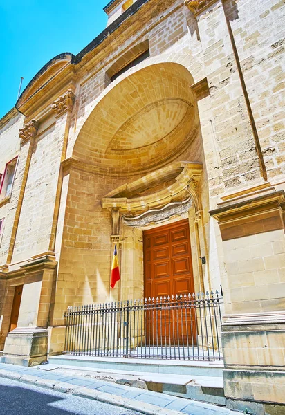 Fasáda Monumentální Kostel Roque Nachází Ursula Street Valletta Malta — Stock fotografie