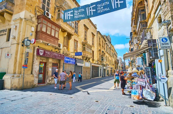 Βαλέτα Μάλτα Ιουνίου 2018 Καταστήματα Σουβενίρ Μπουτίκ Εργαστήρια Και Καφέ — Φωτογραφία Αρχείου