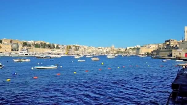 Birgu Malta Juni 2018 Marinan Kalkara Omges Historiska Kvarter Med — Stockvideo