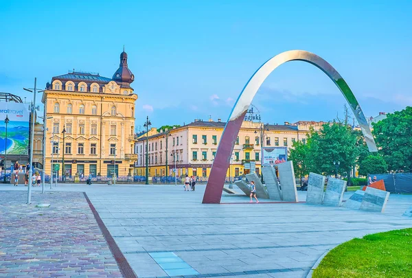 Krakow Poland June 2018 Modern Monument Ryszard Kuklinski Form Arch — Stock Photo, Image