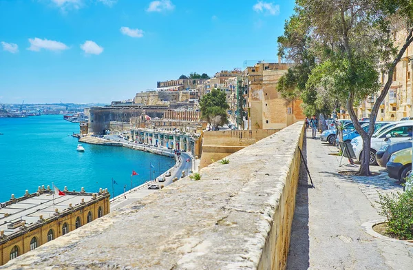 Valletta Malta Junio 2018 Calle Lvant Extiende Largo Muralla Medieval — Foto de Stock