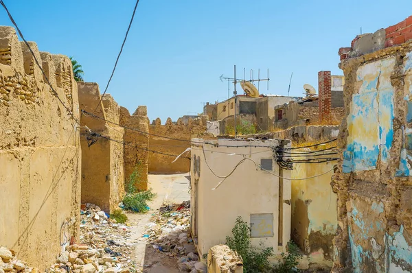 Die Verlassenen Gassen Der Mittelalterlichen Stadtmauer Medina Werden Von Lokalen — Stockfoto