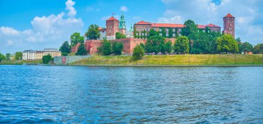 Wawel kalesidir, savunma yapıları ile bir inci ortaçağ Polonya Mimarlık, Krakow, Polonya