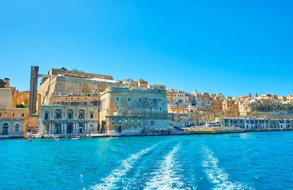 Trevlig Resa Till Tre Städer Längs Grand Harbour Valletta Med — Stockfoto