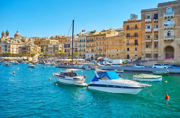 Koppla Resan Till Medeltida Städerna Valletta Grand Harbour Njut Arkitekturen — Stockfoto