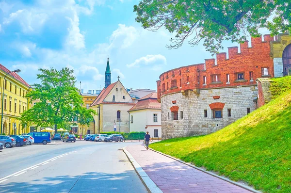 Bairro Medieval Cracóvia Situa Sopé Colina Wawel Castle Polônia — Fotografia de Stock
