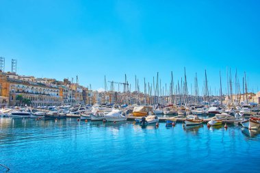 Marina Vittoriosa Yelkenli Yatlar, yüzlerce ile demirleyen tersaneler, Birgu, Malta.