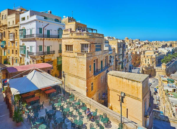 Valletta Malta Červen 2018 Velká Venkovní Terasa Restaurace Umístěné Peter — Stock fotografie