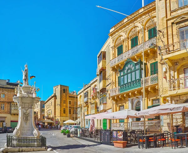 Birgu Malta Haziran 2018 Zafer Meydanı Yerel Restoranlar Ziyaret Serinletici — Stok fotoğraf