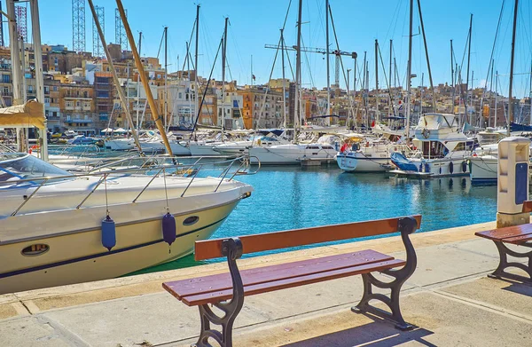 Yelkenli Yatlar Liman Eski Senglea Isla Birgu Malta Dörtte Üzerinde — Stok fotoğraf