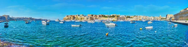 Birgu Malta Juni 2018 Panorama Van Kalkara Jachthaven Met Vissersboten — Stockfoto