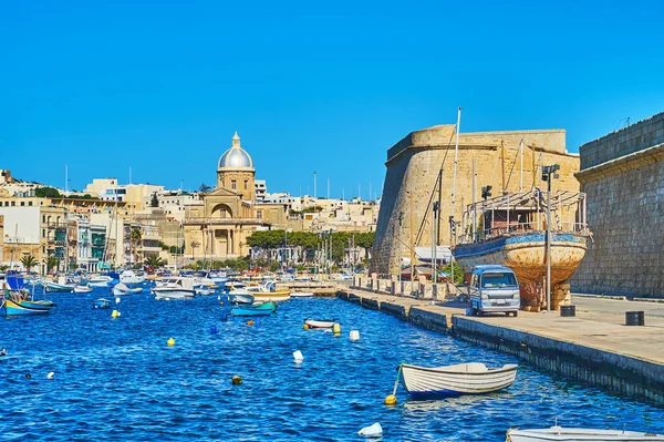 Vista Dal Lungomare Mandragg Birgu Sul Corno Medievale Post Castile — Foto Stock