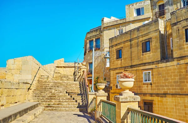 Ciudad Fortificada Medieval Birgu Cuenta Con Murallas Preservadas Lugar Perfecto — Foto de Stock