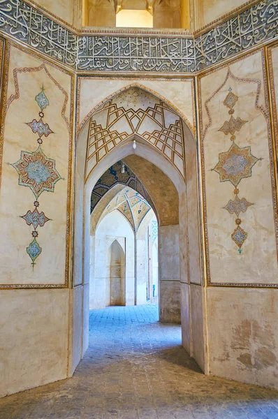 Kashan Iran October 2017 Painted Arabesques Islamic Calligraphy Prayer Hall — Stock Photo, Image