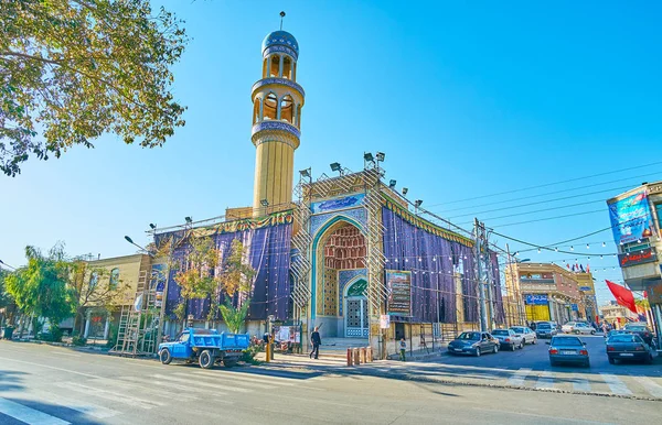 Kashan Iran Października 2017 Masjid Azam Korsi Cegła Minaret Ozdobione — Zdjęcie stockowe