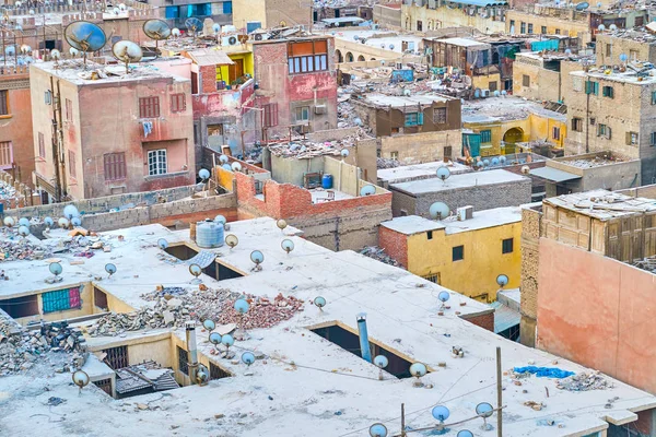 Old Ramshackle Houses Historical Islamic Neighborhood Dozens Satellite Dishes Roofs — Stock Photo, Image