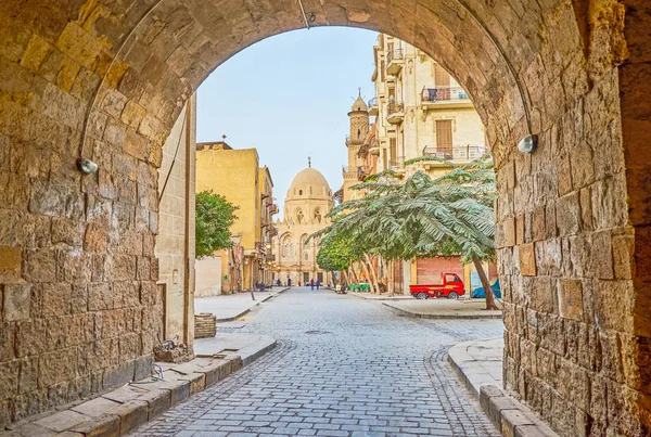 Spaziergang Entlang Der Leeren Straße Kairo Mit Blick Auf Den — Stockfoto