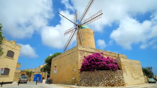 Xaghra Malta Junio 2018 Antiguo Molino Viento Kola Uno Los — Vídeos de Stock