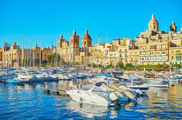 Birgu Malta Juni 2018 Varvet Upptas Med Många Motorbåtar Lokala — Stockfoto