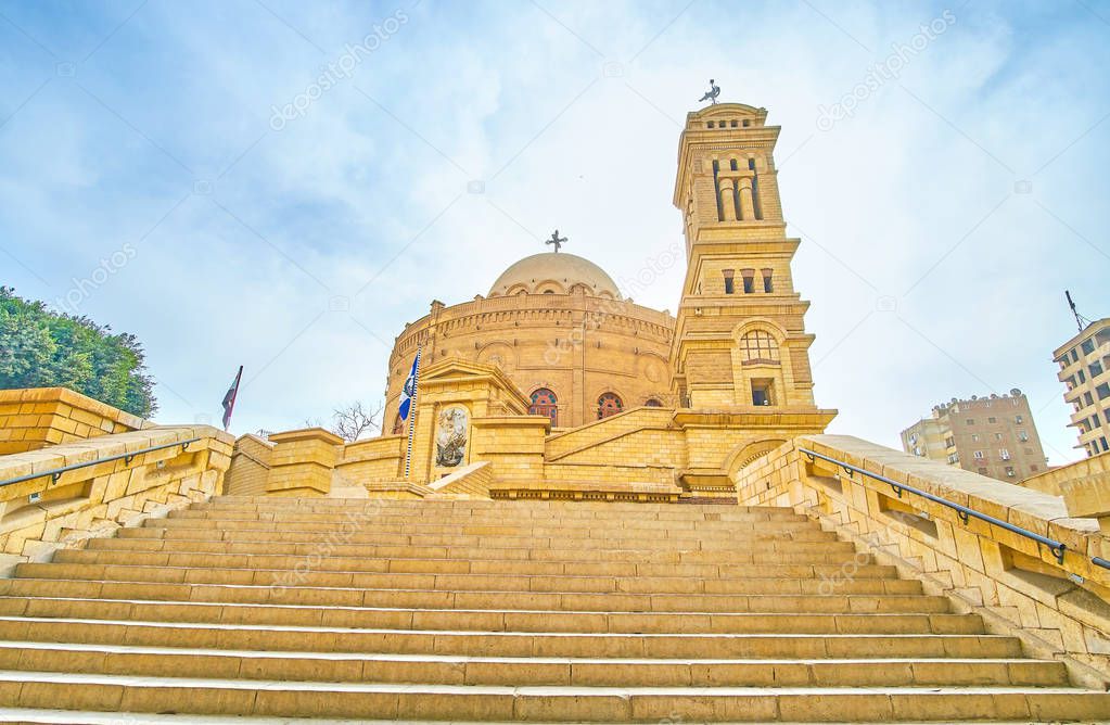 The staircase to orthodox Church of Saint George in Coptic deistrict of Cairo, Egypt