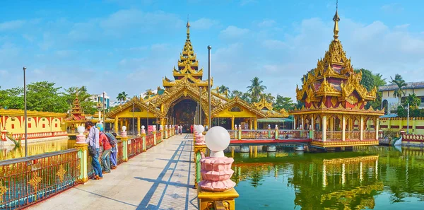 Yangon Myanmar Februari 2018 Utestående Kyay Thone Pagoda Brons Buddha — Stockfoto