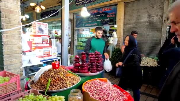 Teheran Iran Oktober 2017 Der Kleine Stand Des Tajrischen Basars — Stockvideo