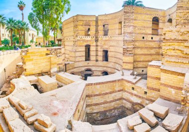 Antik Babil Kalesi, locatednext Coptic Museum Kahire, Mısır için kalıntıları