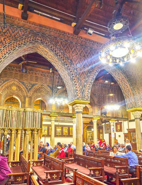Cairo Egipto Diciembre 2017 Hermoso Interior Iglesia Colgante Una Combinación —  Fotos de Stock