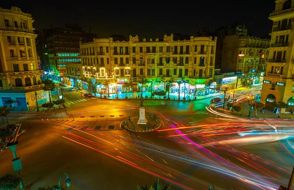 Каир Эгипт Декабря 2017 Года Ночной Вид Шумную Площадь Талаат — стоковое фото