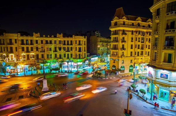 Cairo Egito Dezembro 2017 Vida Acelerada Talaat Harb Square Com — Fotografia de Stock