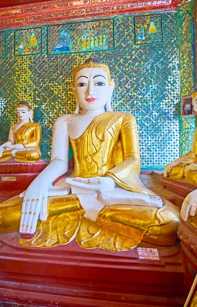 Yangon Myanmar Februari 2018 Bilden Buddha Att Vidröra Jorden Shrine — Stockfoto
