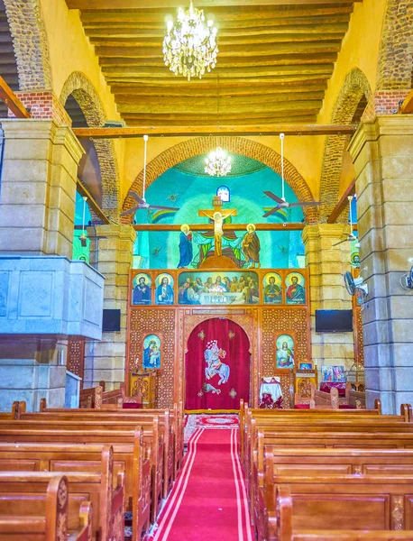 Cairo Egipto Diciembre 2017 Pantalla Del Santuario Madera Tallada Iglesia — Foto de Stock