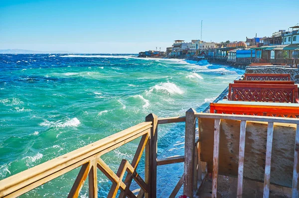 Dahab Resort Sahil Kafe Restoranlar Lezzetli Yerel Yemekleri Sunan Serinletici — Stok fotoğraf