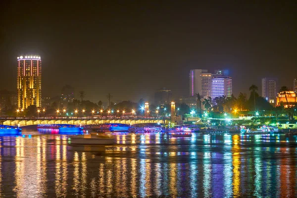 Distrito Negócios Cairo Possui Bela Iluminação Seus Edifícios Que Ficam — Fotografia de Stock