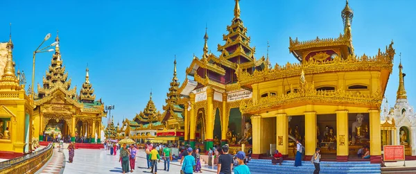 Yangon Myanmar Febbraio 2018 Gli Splendidi Esterni Santuari Buddisti Sale — Foto Stock