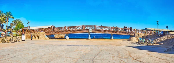 Dahab Mısır Aralık 2017 Ahşap Yaya Köprüsü Üzerinde Üzerinde Aralık — Stok fotoğraf