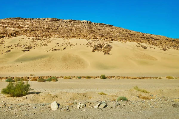 Skalnatý Kopec Poušti Sinai Malebným Žluté Písečné Svahu Egypt — Stock fotografie