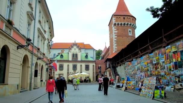 Krakow Polonia Giugno 2018 Complesso Architettonico Pijarska Con Torre Porta — Video Stock