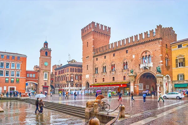 Ferrara Itália Abril 2013 Piazza Della Cattedrale Praça Central Cidade — Fotografia de Stock