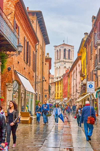 Ferrara Italien April 2013 Medeltida Svängda Gatorna Gamla Stan Främsta — Stockfoto